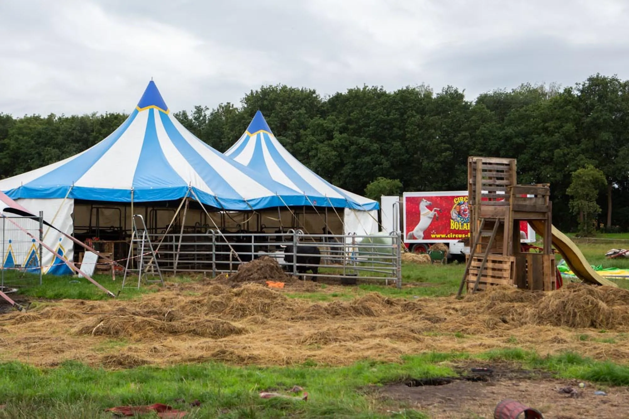 Dennis en Steffie staan  met Circus Bolalou  al weken stil in Laren. 